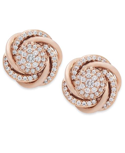 Wrapped In Love Diamond Earrings 14k Rose Gold Pave Diamond Knot