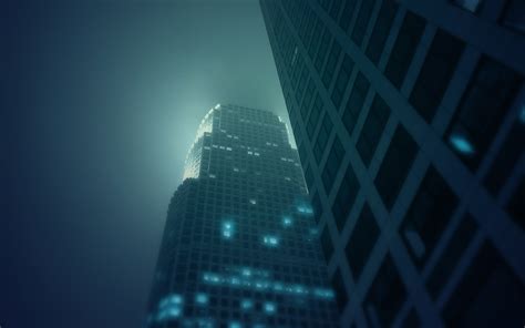 Gray High Rise Building Photography Night Mist Building Hd