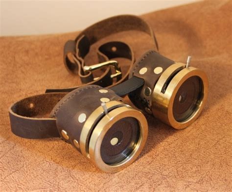 steampunk goggles brown leather brass rims and iris apertures on both sides buy online