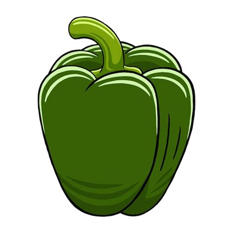 Pimiento verde en estilo de diseño plano Vector Premium