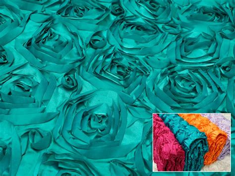 54 X 4 Yards Turquoise Satin Rosette Fabric By The Bolt Fabric Bolts
