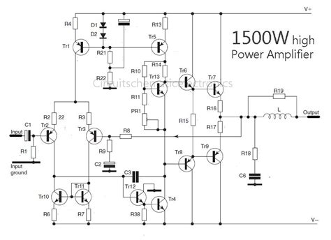 This is the schematic diagram of 400w rms stereo power amplifier which use power transistor to work. Latest High Power Amp Circuit Diagram - Circuit Diagram Images