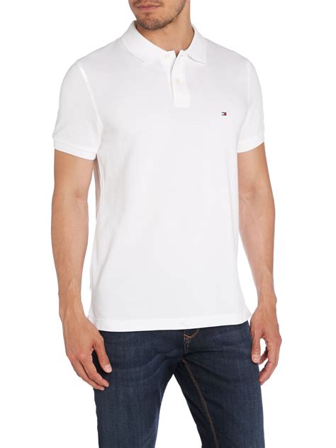 Tommy Hilfiger Slim Fit Short Sleeve Polo Shirt In White For Men Lyst