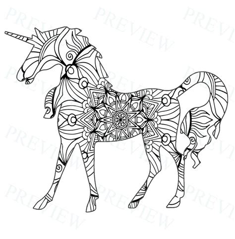 10 Mandala Unicorn Mandala Coloring Pages Commercial License Etsy