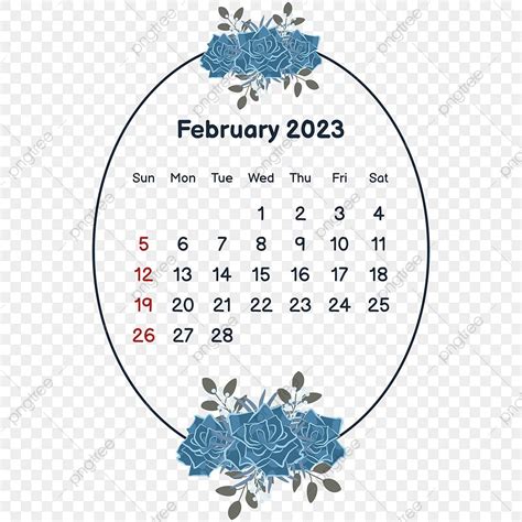 Kalender Februari 2023 Dengan Bingkai Bunga 2023 Februari Kalender