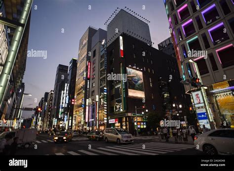 Ginza Streets At Night Tokyo Japan Stock Photo Alamy