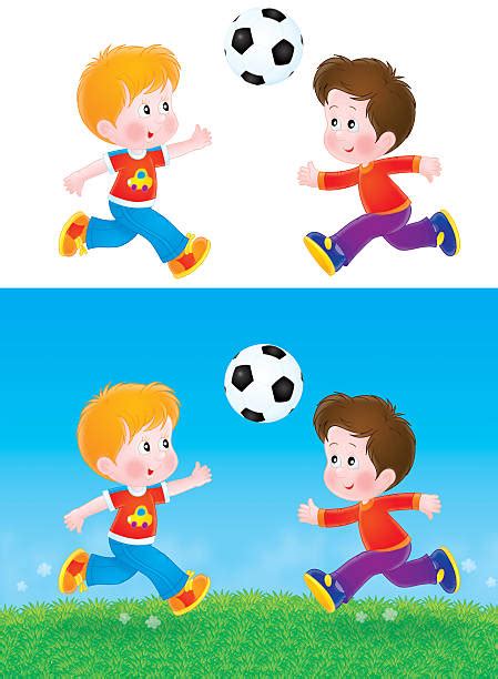 Boys Playing Football Illustrations Royalty Free Vector Graphics