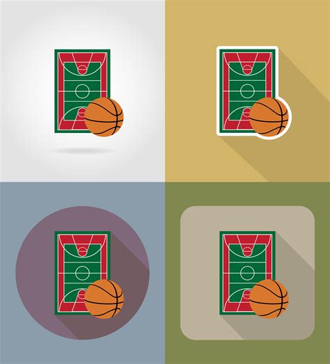 Basketball Court Flat Icons Vector Illustration 489819 Vector Art At