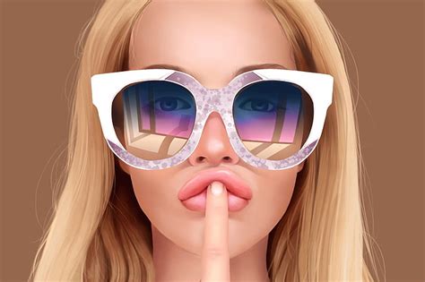 Girl Face Art Glasses Finger Gesture Hd Wallpaper Wallpaperbetter