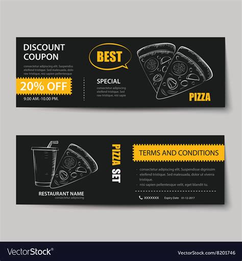 Fast Food Coupon Discount Template Flat Design Vector Image