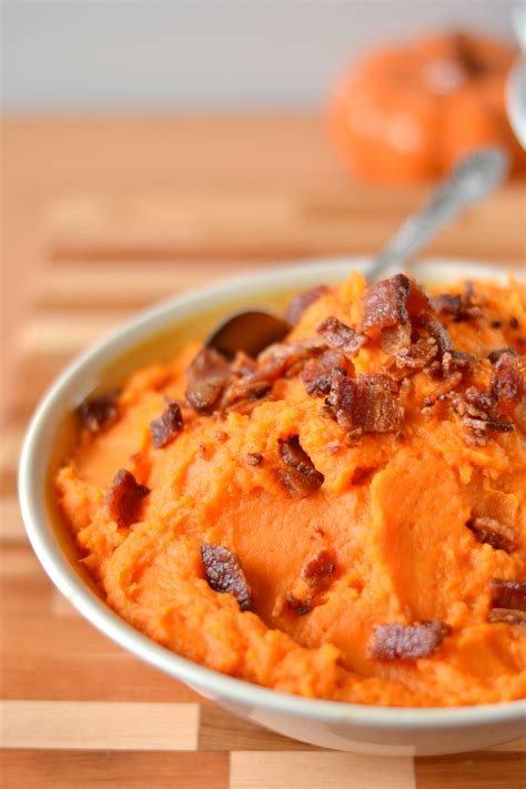 Need to translate mashed potatoes to spanish? Mashed Sweet Potatoes with Bacon