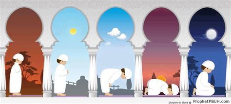 Illustration Of The Five Daily Islamic Prayers Drawings Prophet
