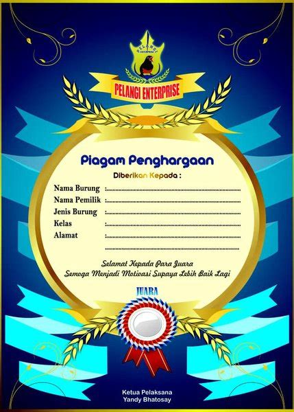 Download Template Piagam Lomba Burung Word Siap Edit ONPOS