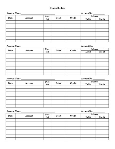 Printable Accounting Ledger Paper Template Ledger Paper Template 7 Images