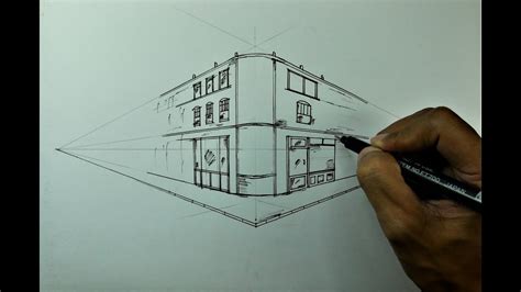 How To Draw Building Corner Street In 2 Point Perspective Youtube