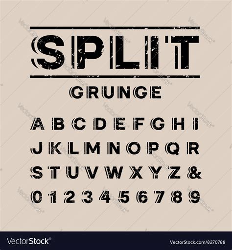 Grunge Font Alphabet With Split Effect Letters Vector Image