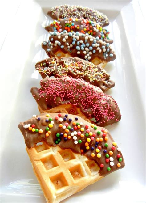 Chocolate Dipped Waffles With Sprinkles Delicious Desserts Yummy