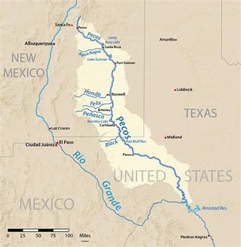 Map Of The Pecos River Watershed Rio Grande Pecos Texas Cave