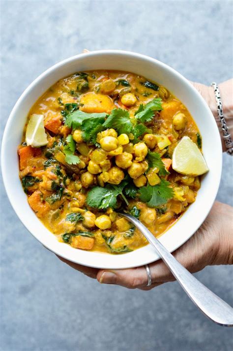 Spicy Chickpea And Butternut Squash Curry With Coconut Milk And Turmeric