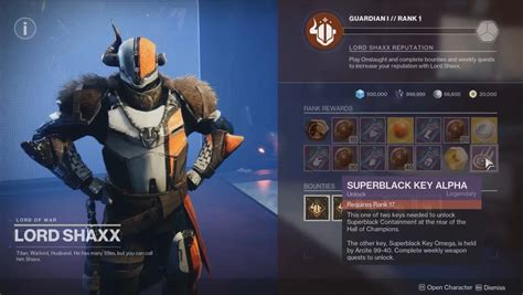 Shaxx Onslaught Reputation Destiny 2