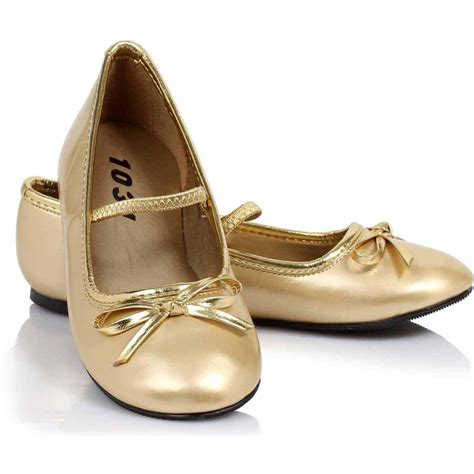 Ballet Flat Gold Shoes Girls Child Halloween Costume Accessory