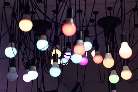 Colorful Lights On Black Background Stock Image Image Of Bulbs
