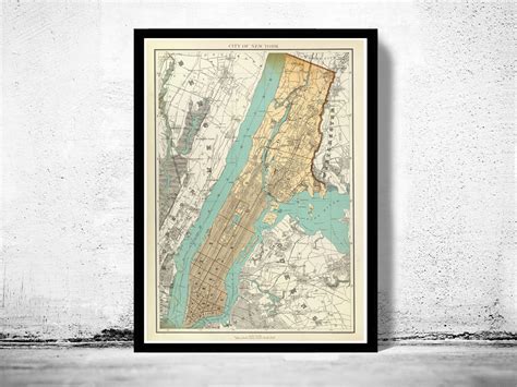 Old Map Of New York 1895 Manhattan Vintage Maps And Prints