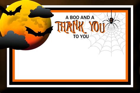 Halloween Thank You Card Halloween Party Favors Instant Etsy