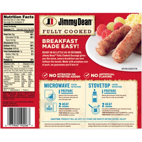 Jimmy Dean Fully Cooked Original Pork Breakfast Sausage Links 12 Ct