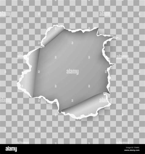 Ragged Hole Torn In Ripped Sheet Of Paper Vector Illustration Isolated
