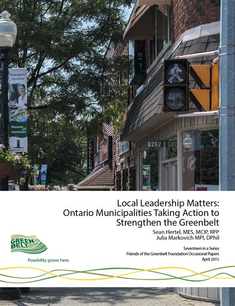 Local Leadership Matters Ontario Municipalities Taking Action To