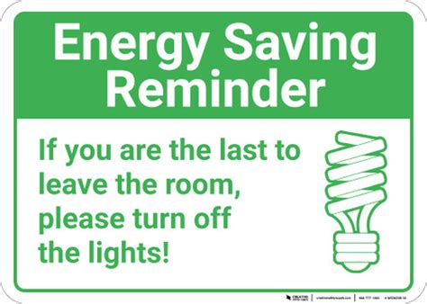 Energy Saving Reminder Turn Off Lights With Icon Landscape Wall Sign