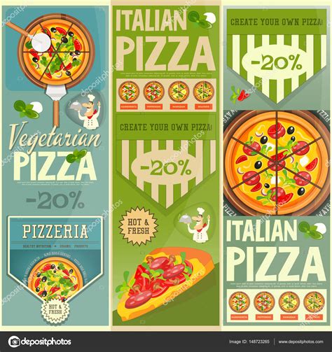 Italian Pizza Banners Set ⬇ Vector Image By © Elfivetrov Vector Stock