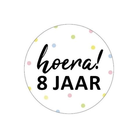 Sticker Hoera 8 Jaar