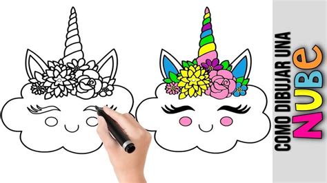 Como Dibujar Una Linda Nube Unicornio Kawaii ★ Dibujos Fáciles Para