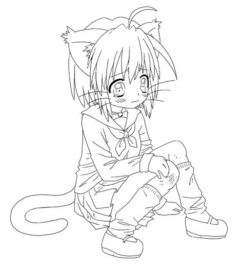 Anime Neko Couple Coloring Pages Coloring Pages