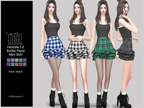 Itsi Ruffle Plaid Skirt By Helsoseira At Tsr Sims 4 Updates