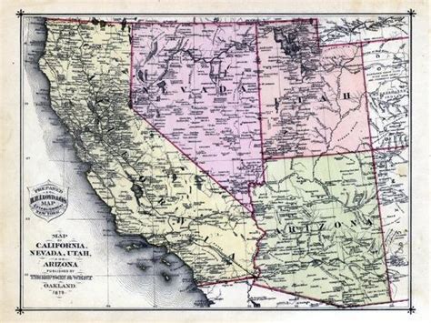 1879 California Nevada Utah And Arizona States Map California