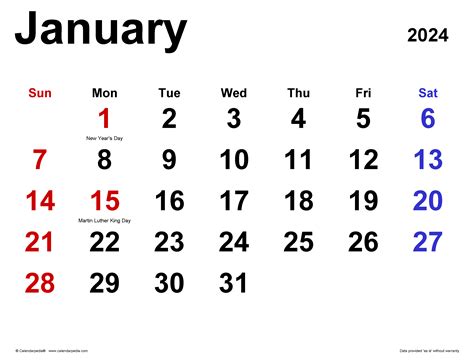 Printable Calendar Jan 2024 2024 Calendar Printable