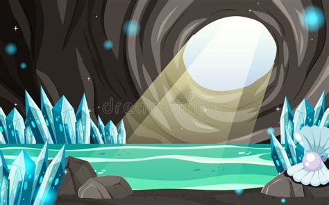 Inside Cave Landscape In Cartoon Style Stock Vector Illustration Of