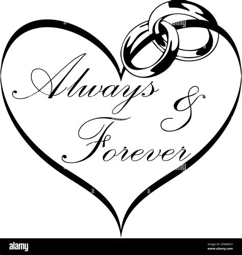 Always And Forever Heart Graphic With Rings Stock Photo Alamy