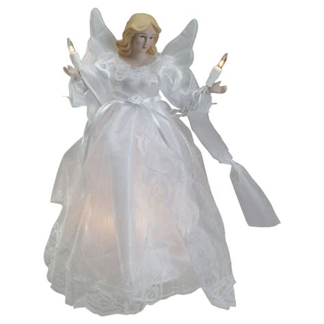 10 Lighted White Winged Angel Christmas Tree Topper Clear Lights