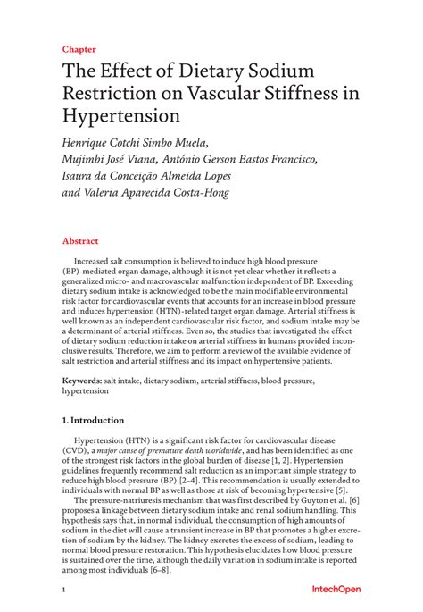 Pdf The Effect Of Dietary Sodium Restriction On Vascular Stiffness In
