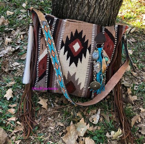 Saddle Blanket Bag Navajo Blanket Turquoise And Brown Saddle Etsy