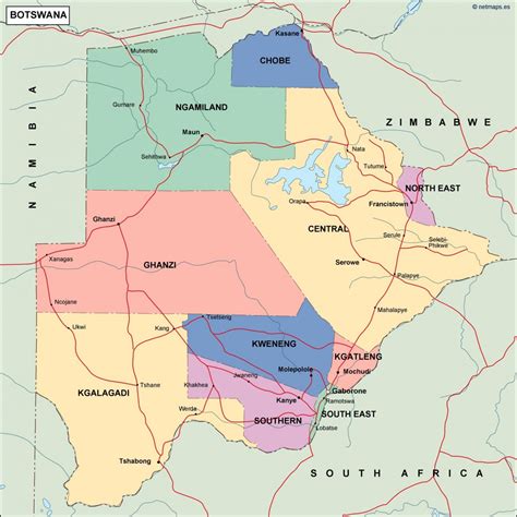 Botswana Political Map Metro Map