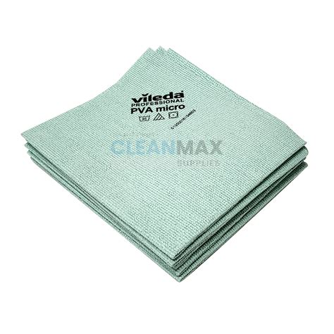 Vileda Pva Microfibre Cloth Pack Of 5 Green Cleanmax Supplies
