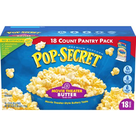 Pop Secret Microwave Popcorn Movie Theater Butter Flavor 3 Oz Sharing