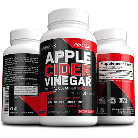 100 Organic Apple Cider Vinegar Capsules By Highmark Nutrition Fast