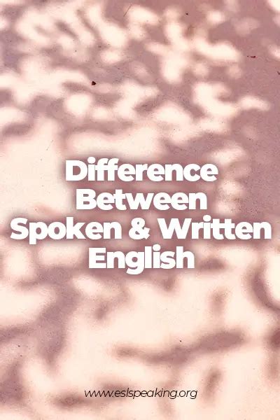 Difference Between Spoken English And Written English