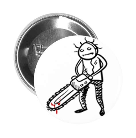 Round Pinback Button Pin Brooch Simple Chainsaw Man Bloody Killer Scar